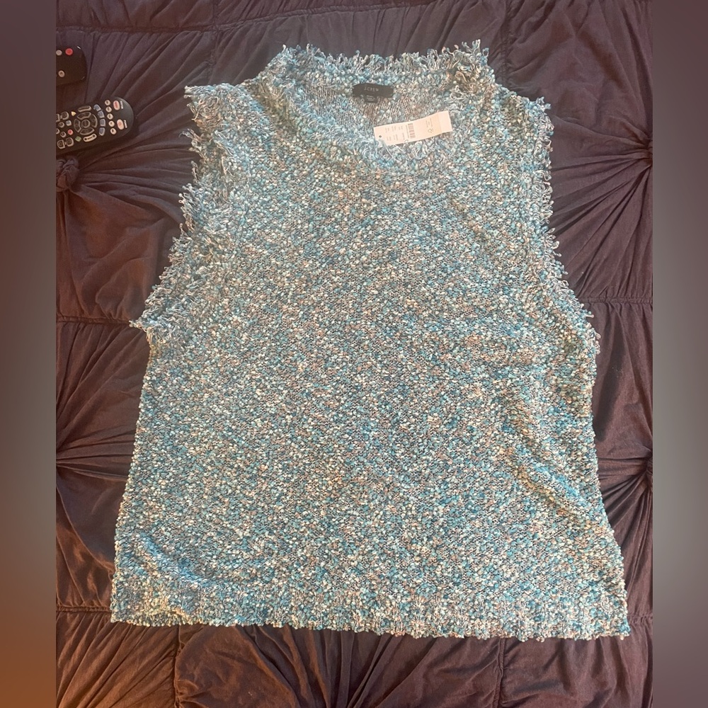 J. Crew Turquoise Fringed Tank Top